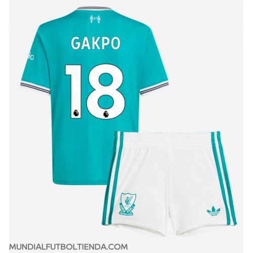 Camiseta Liverpool Cody Gakpo #18 Tercera Equipación Replica 2025-26 para niños mangas cortas (+ Pantalones cortos)